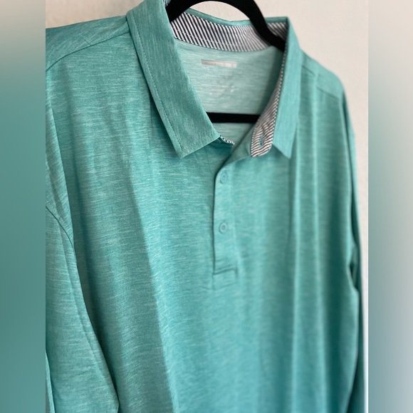 Men's Teal Long Sleeve Polo Shirt - Picture 4 of 4